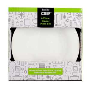Family Chef White Ceramic Dinner Plates, 4 pk. 10.5 in.