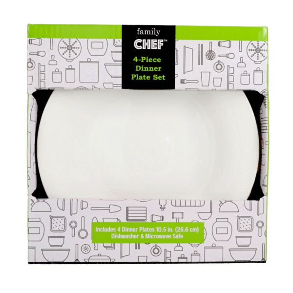 Family Chef White Ceramic Dinner Plates, 4 pk. 10.5 in.